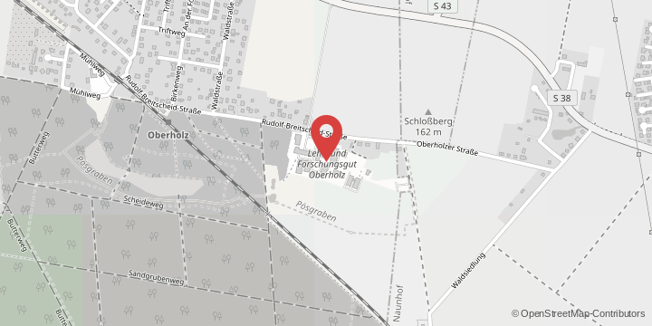 the map shows the following location: Oberholz Farm for Teaching and Research, Rudolf-Breitscheid-Straße 38, 04463 Großpösna