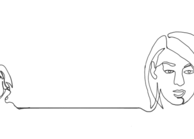 Grafik einer grauen Bleistiftzeichnung von Menschen, die miteinander verbunden sind auf weißem Untergrund