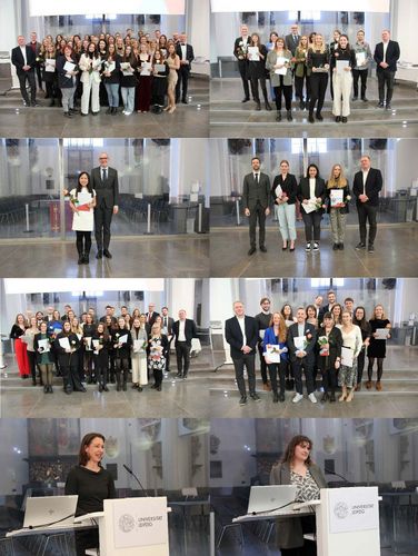 Impressionen von der Studienabschlussfeier 2022. Unten links: Festrednerin Dr. Phoebe Kebbel, unten rechts: Maren Reitler, die die Studierendenrede hielt. (Fotos: Uwe Krüger) 