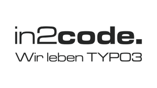 Logo der Firma intocode: schwarze Schrift auf weißem Hintergrund mit dem Firmennamen und darunter der Text Wir leben TYPO3