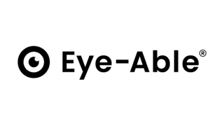 Logo der Firma Eye-Able: links steht ein stilisiertes Auge aus kräftigen schwarzen Linien und Formen, rechts steht der Text Eye-Able 